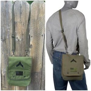 Green Canvas Military Like Map Case Bag